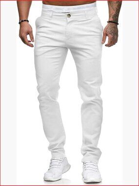Skinny Stretch Chinos - Slim Fit Flat Front Dress Pants Men